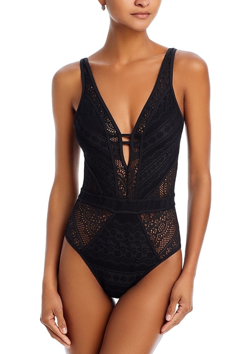 Becca by Rebecca Virtue Color Play Plunge Neck One Piece Swimsuit