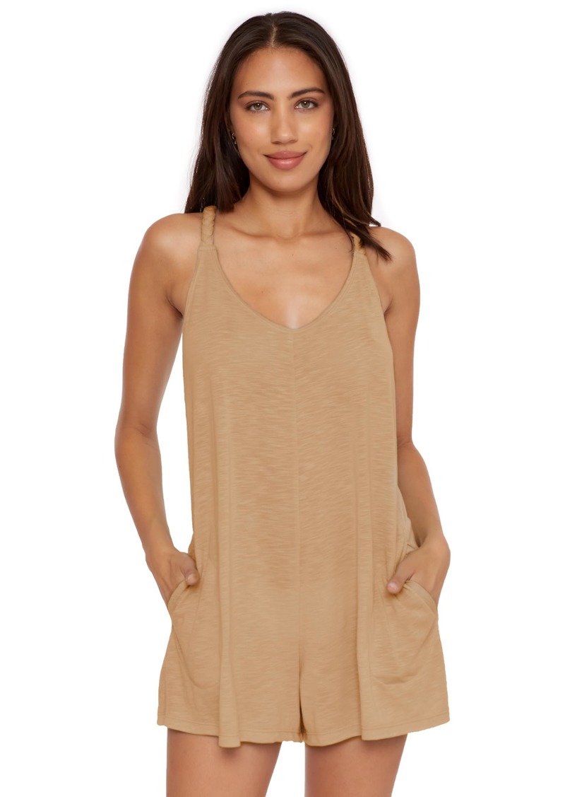 Becca by Rebecca Virtue Women's Standard Breezy Basics Romper Plunge Neck Beach Cover Ups