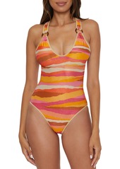 Becca by Rebecca Virtue Women's Standard Canyon Sunset One Piece Swimsuit Scoop Neck Adjustable Bathing Suits