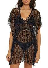 Becca by Rebecca Virtue Women's Standard Golden Tunic Plunge Neck Crochet Beach Cover Ups