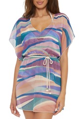 Becca by Rebecca Virtue Women's Standard Sound Waves Tunic Plung V-Neck Beach Cover Ups