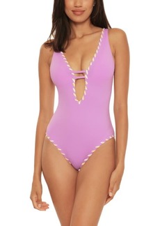 Becca Camille Reversible One-Piece Swimsuit in Orchid/Sea Glass at Nordstrom