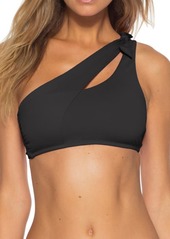 Becca Color Code Asymmetrical Bikini Top in Black at Nordstrom
