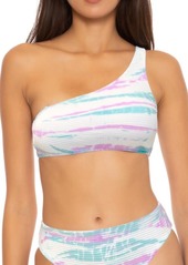 Becca Iconic Asymmetric One-Shoulder Bikini Top in Orchid/Jasper at Nordstrom