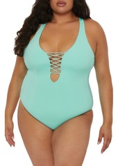 Becca Lace-Up One-Piece Swimsuit