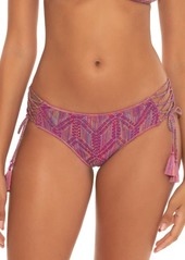 Becca Mosaic Corset Tie Hipster Bikini Bottoms in Berry at Nordstrom