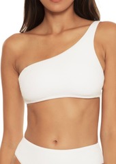 Becca Pucker Up Asymmetric One-Shoulder Bikini Top in White at Nordstrom