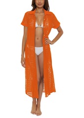 Becca Women's Gauzy Cotton Lace Shirtdress Swim Cover-Up - Carrot