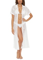 Becca Women's Gauzy Cotton Lace Shirtdress Swim Cover-Up - White