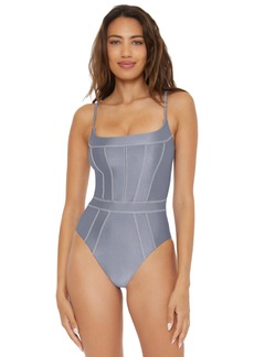 BECCA Women's Standard Color Sheen One Piece Swimsuit Sexy Satin Bathing Suits