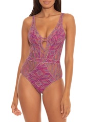 Becca Mosaic Show & Tell One-Piece Swimsuit in Berry at Nordstrom
