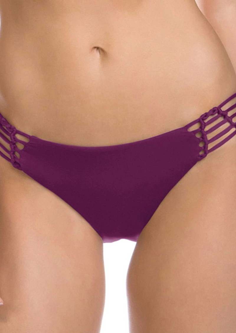 Becca Women's Macrame Tab Side American Hipster Bikini Bottom In Raisin