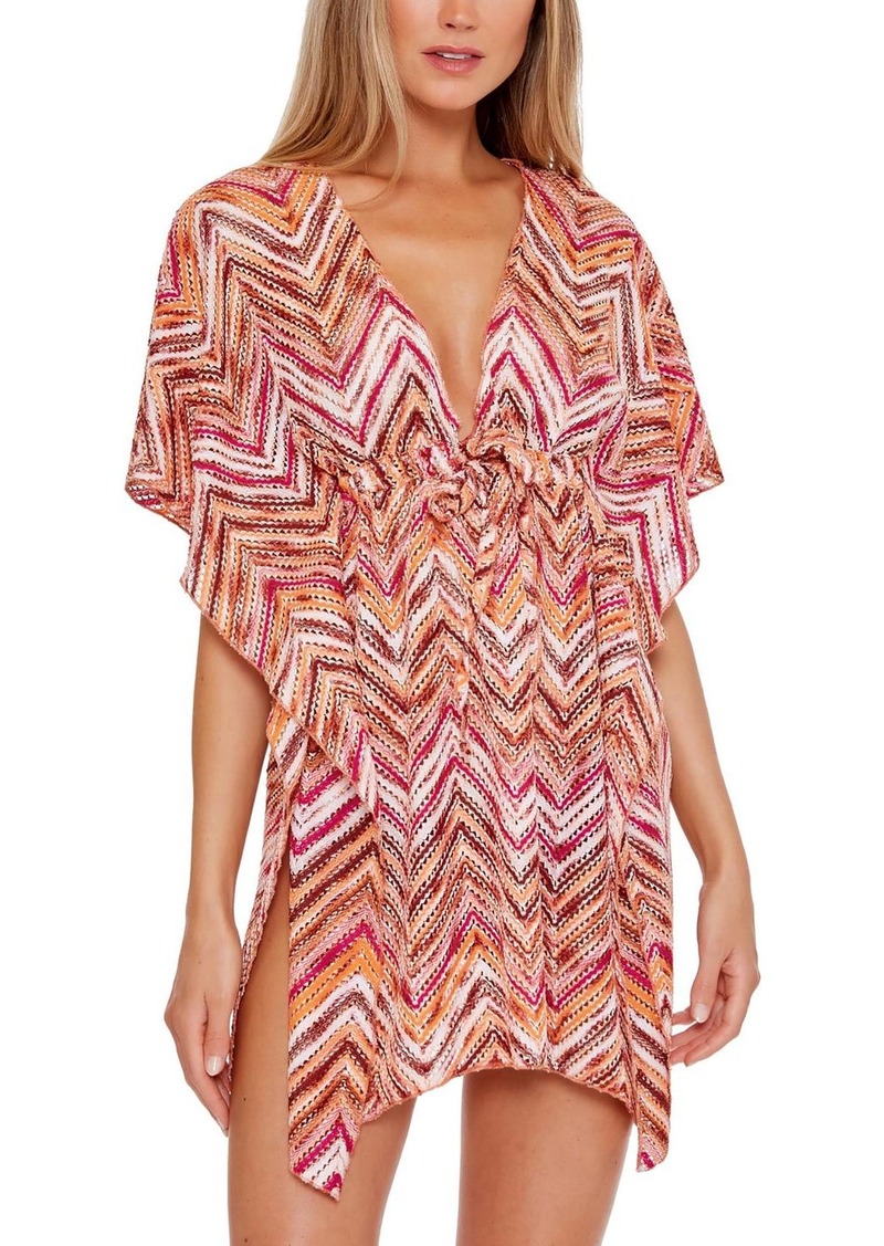 Becca Womens Metallic Tunic Cover-Up