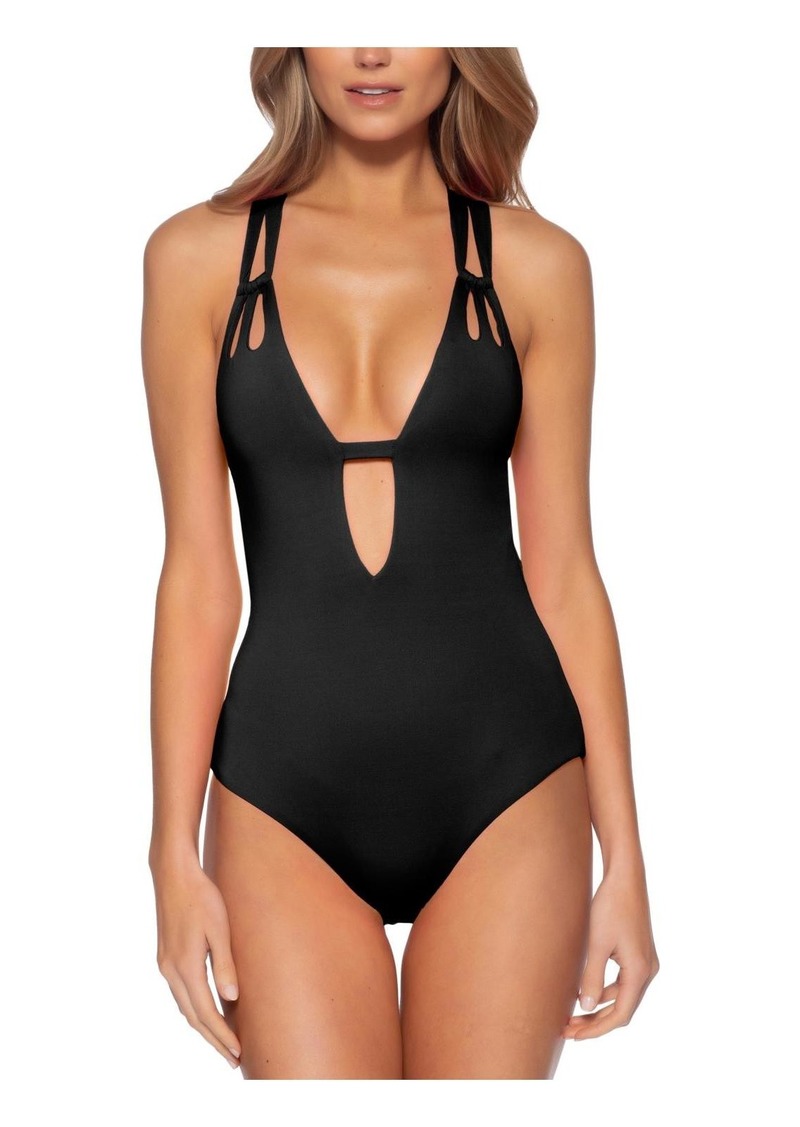 Becca Womens Solid Cut-Out One-Piece Swimsuit