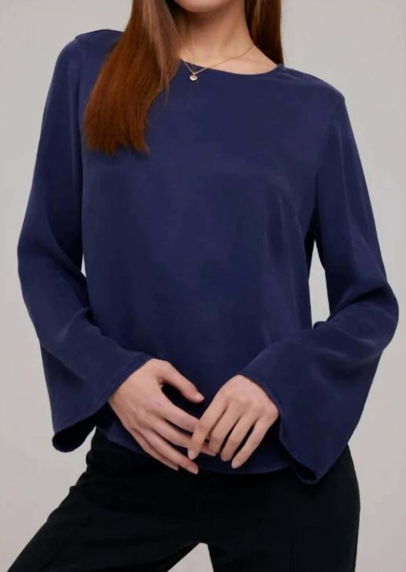 Bella Dahl Bell Sleeve Button Back Top In Bold Navy