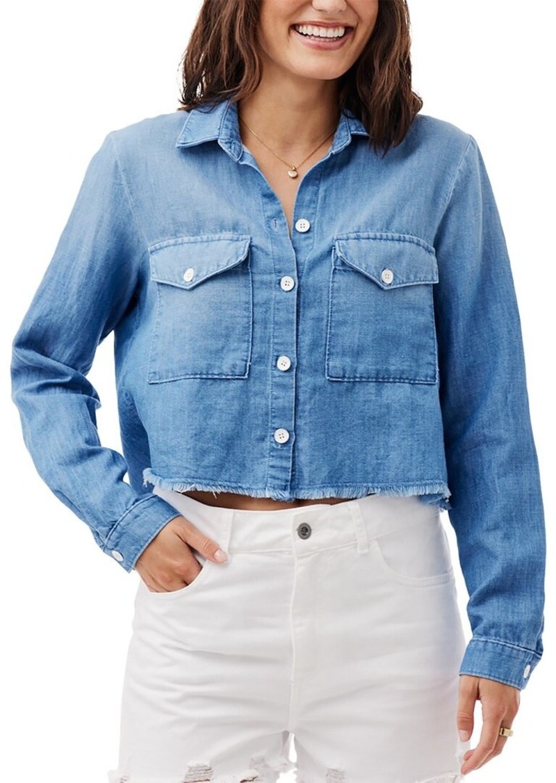 Bella Dahl Patch Pocket Crop Linen-Blend Shirt