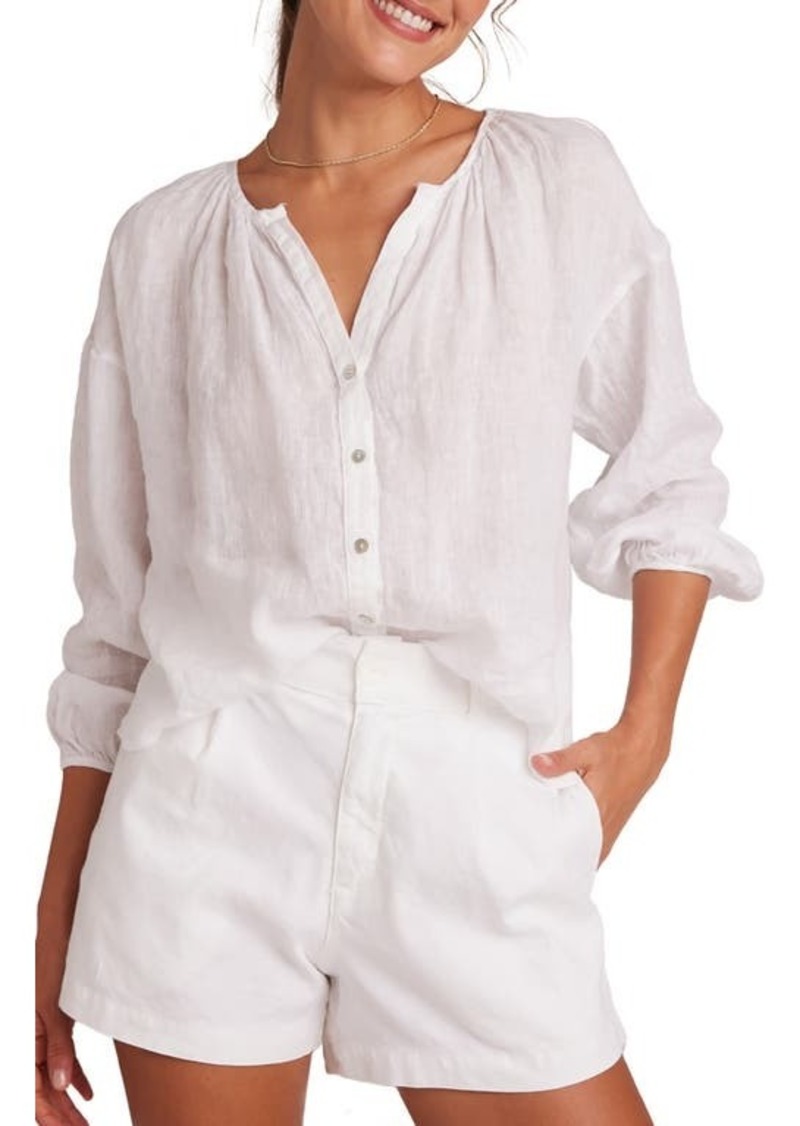 Bella Dahl Shirred Neck Linen Button-Up Shirt