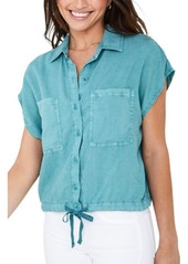 Bella Dahl Tie Front Dolman Sleeve Button-Up Shirt in Jade Stone at Nordstrom