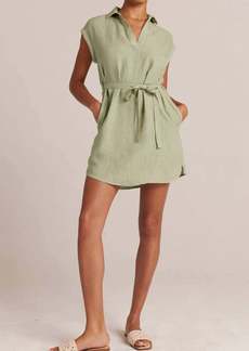 Bella Dahl Belted Linen Shirt Dress In Pale Palm