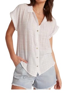 Bella Dahl Cap Sleeve Button Down Shirt In White