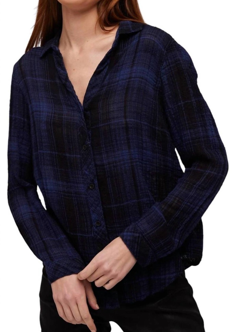 Bella Dahl Classic Button Down Shirt In Admiral Blue Plaid