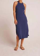 Bella Dahl Fitted Halter Midi Dress In Nautical Navy