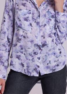 Bella Dahl Full Button Down Hipster Shirt In Lilac Floret Print