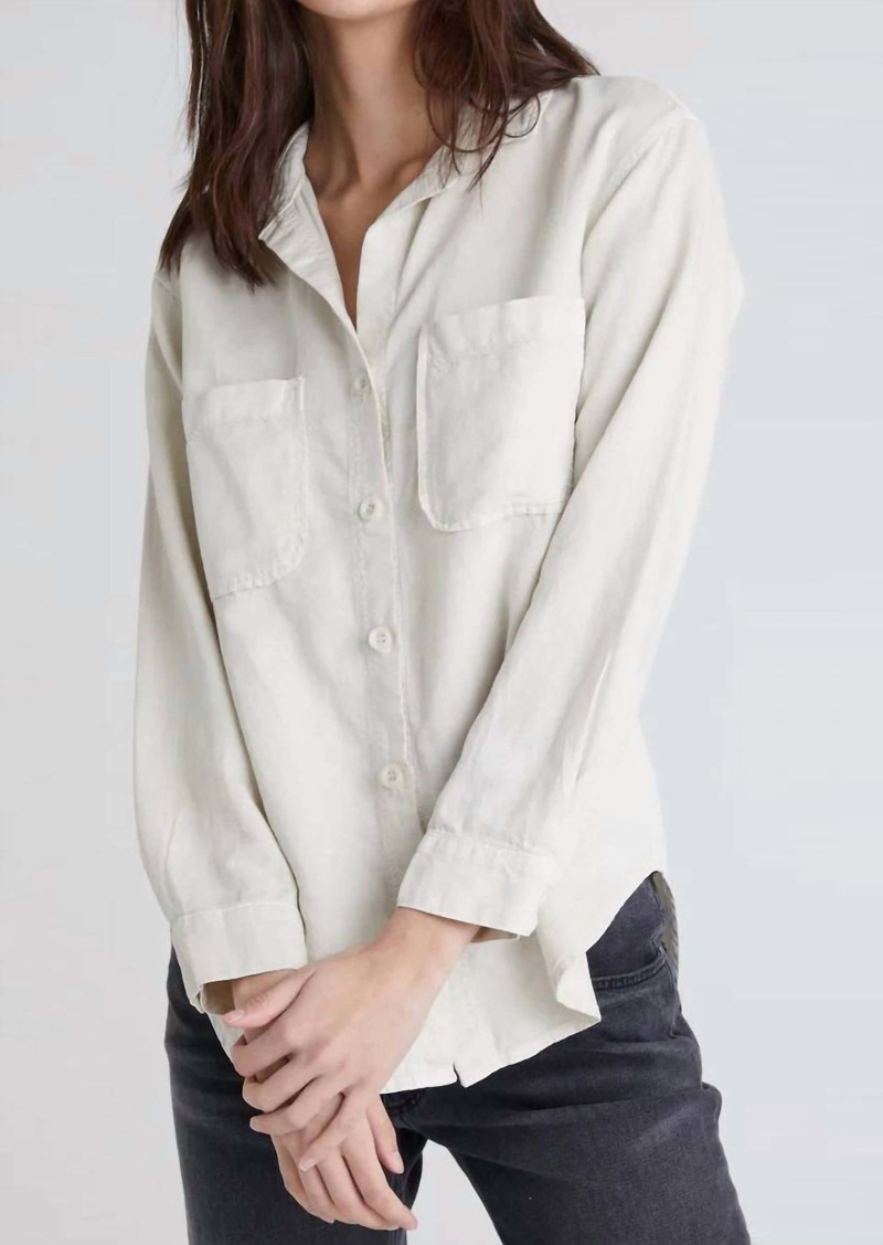 Bella Dahl Go West Long Sleeve Two Pocket Oversized Shirt In White