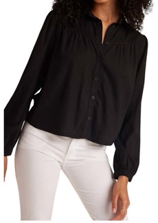 Bella Dahl Ladder Trim Long Sleeve Blouse In Black