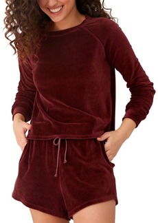 Bella Dahl Long Sleeve Raglan Pullover In Wildberry
