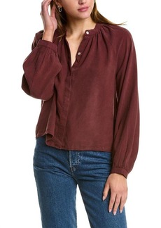 Bella Dahl Long Sleeve Shirred Raglan Shirt In Wildberry