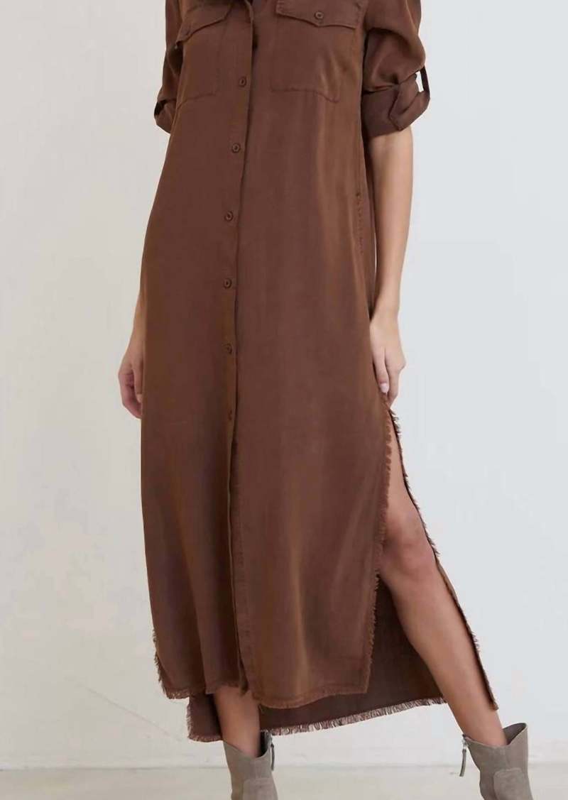 Bella Dahl Maxi Shirt Dress In Brown