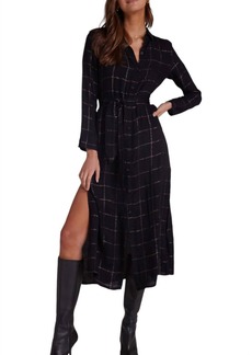 Bella Dahl Maxi Shirt Dress With Smocked Waist In Copper Shine Plaid