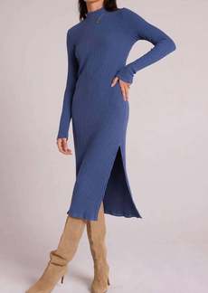 Bella Dahl Mock Neck Midi Knit Dress In Blue Steel
