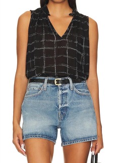 Bella Dahl Ruffle Neck Tank Top In Plaid