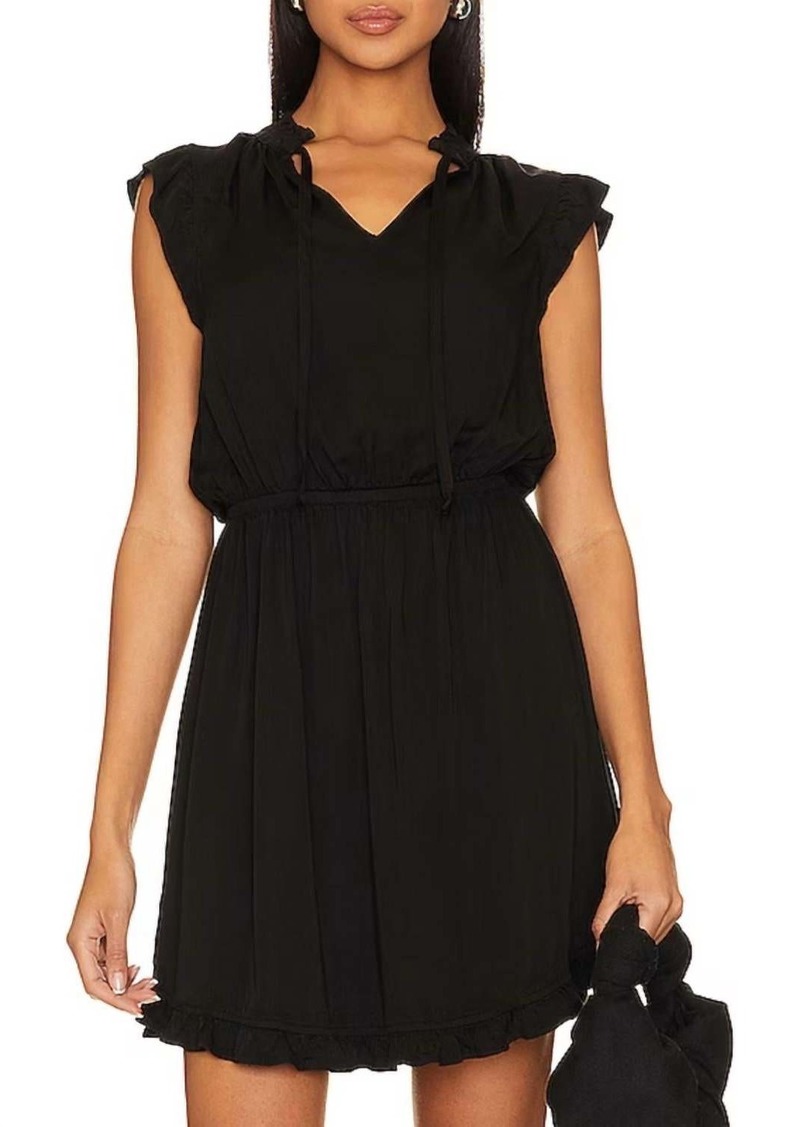Bella Dahl Ruffle Sleeve Tencel Mini Dress In Black