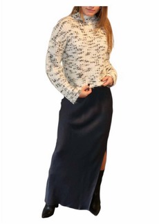 Bella Dahl Satin Side Slit Maxi Skirt In Odyssey Grey