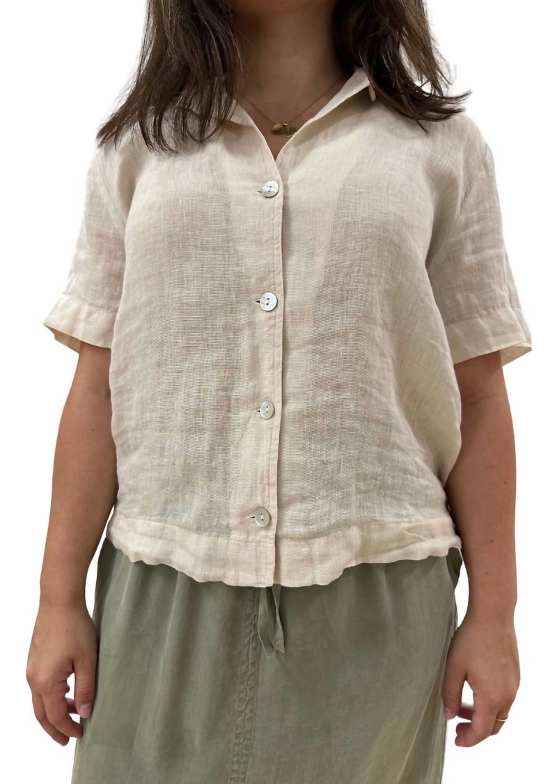 Bella Dahl Short Sleeve Bowling Shirt In Oatmeal