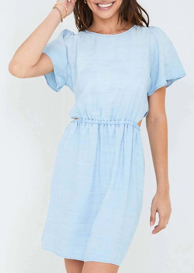 Bella Dahl Short Sleeve Cut Out Dress In Shoreline Ombre Wash