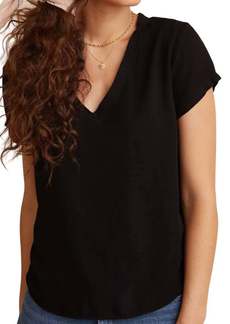 Bella Dahl Short Sleeve V-Neck T-Shirt In Black