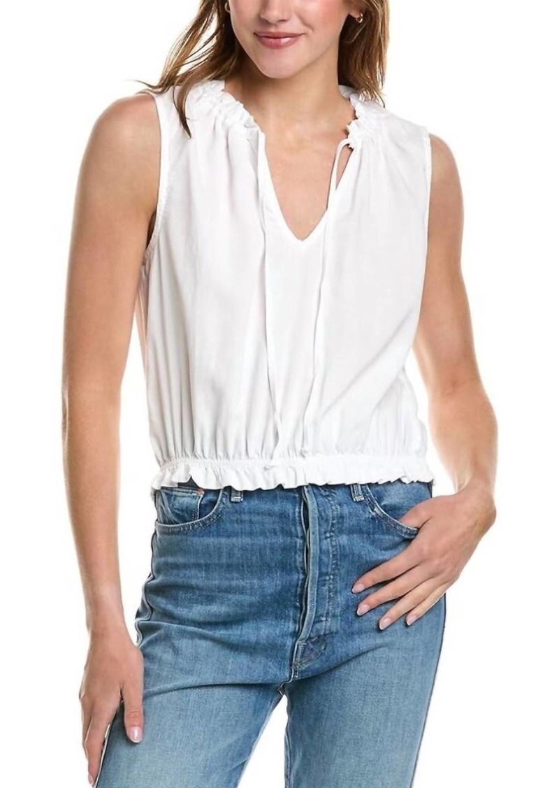 Bella Dahl Sleeveless Ruffle Edge Pullover Top In White