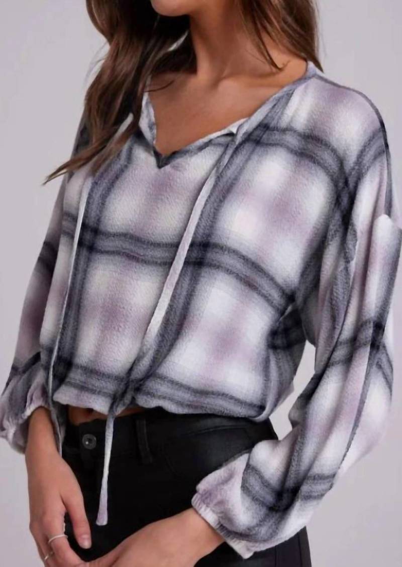 Bella Dahl Tie Up Pullover Top In Mauve Rose Plaid