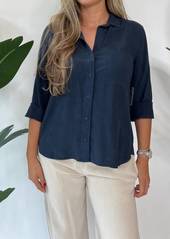 Bella Dahl Women's Shirttail Button Down Blosue In Navy