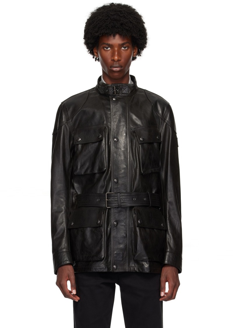 Belstaff Black Trialmaster Panther Leather Jacket