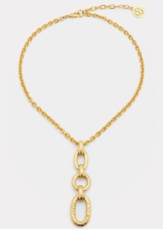 Ben-Amun 24K Chain Necklace with Hammered Link Pendant