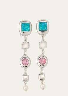 Ben-Amun Meredith Silver Nugget Clip-On Drop Earrings with Stones and Pearls