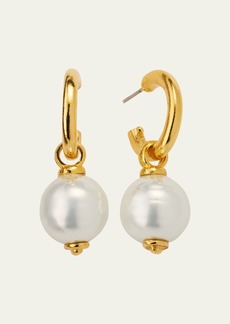 Ben-Amun Monah Gold Hoop Earrings with Faux Pearl Drops