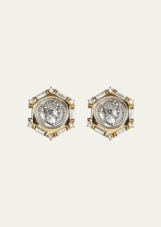 Ben-Amun Roman Coin and Crystal Clip Earrings