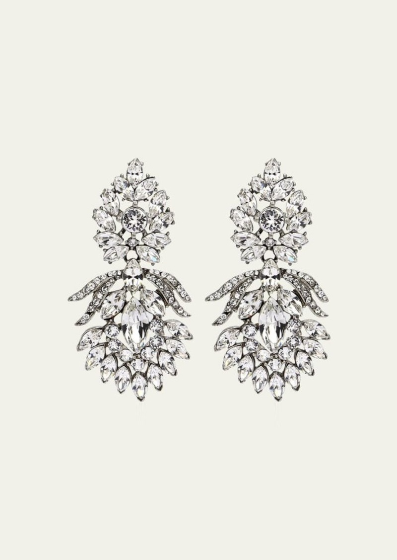 Ben-Amun Silver Crystal Peacock Drop Clip-On Earrings