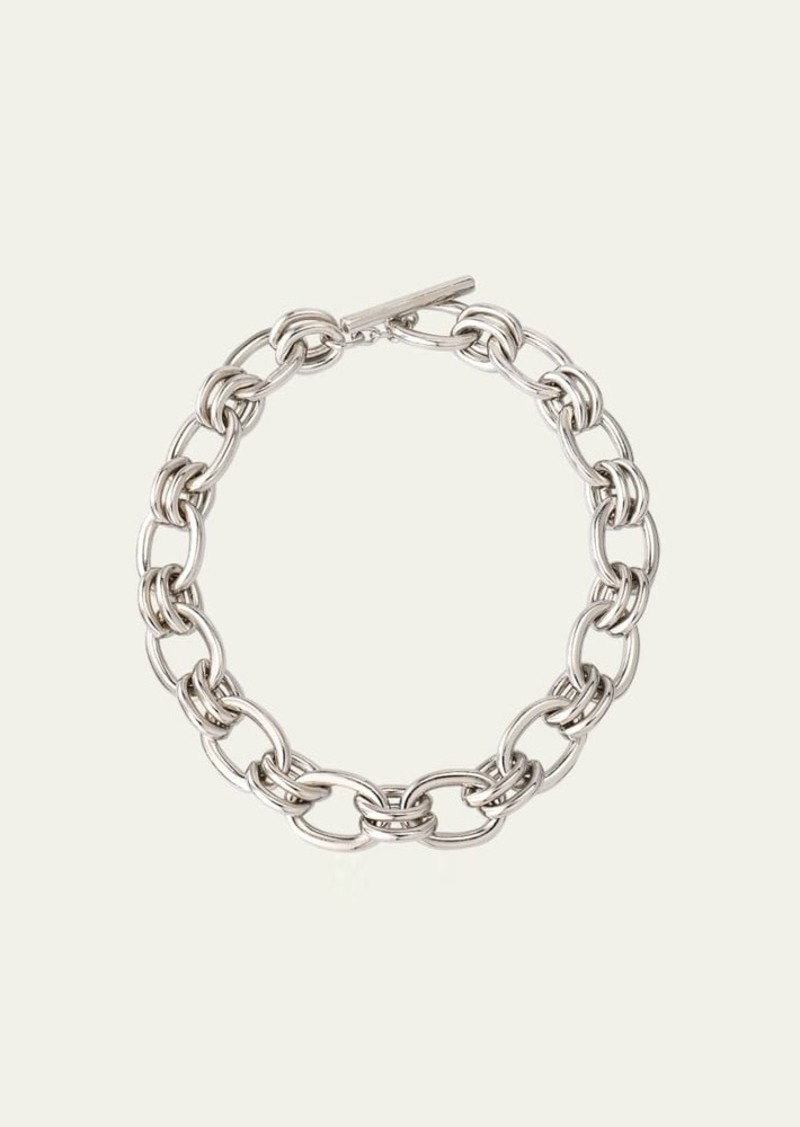 Ben-Amun Silver Lyra Oval Chain Link Necklace